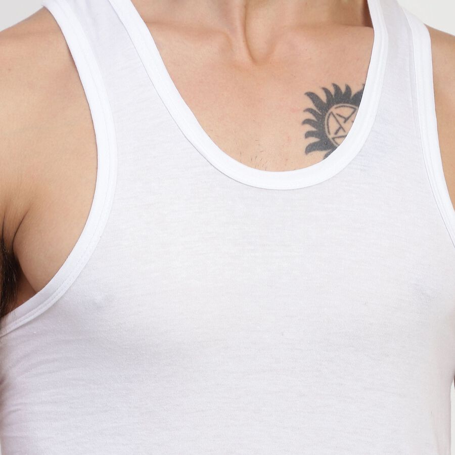 Men's Cotton Vest, White, large image number null
